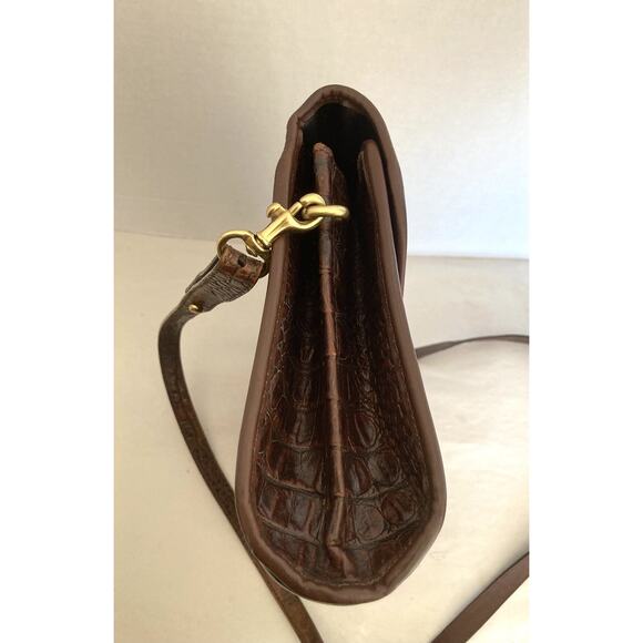 Vintage BRAHMIN Brown Leather Croco Medium CrossBody Shoulder Satchel Purse - Picture 14 of 15